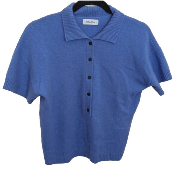 100% Cashmere NAADAM Short Sleeve Polo Top - Picture 1 of 8